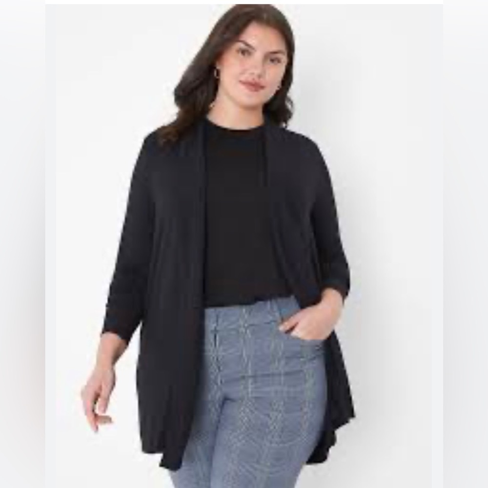 Lane Bryant long‎ line cardigan women’s sweater size 26/28 black color